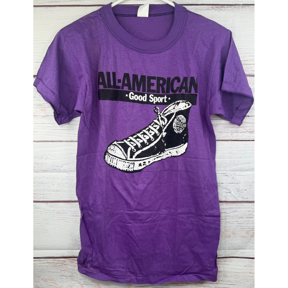 Vintage single stitch All-American Good Sport Purple T-Shirt Sneaker Small